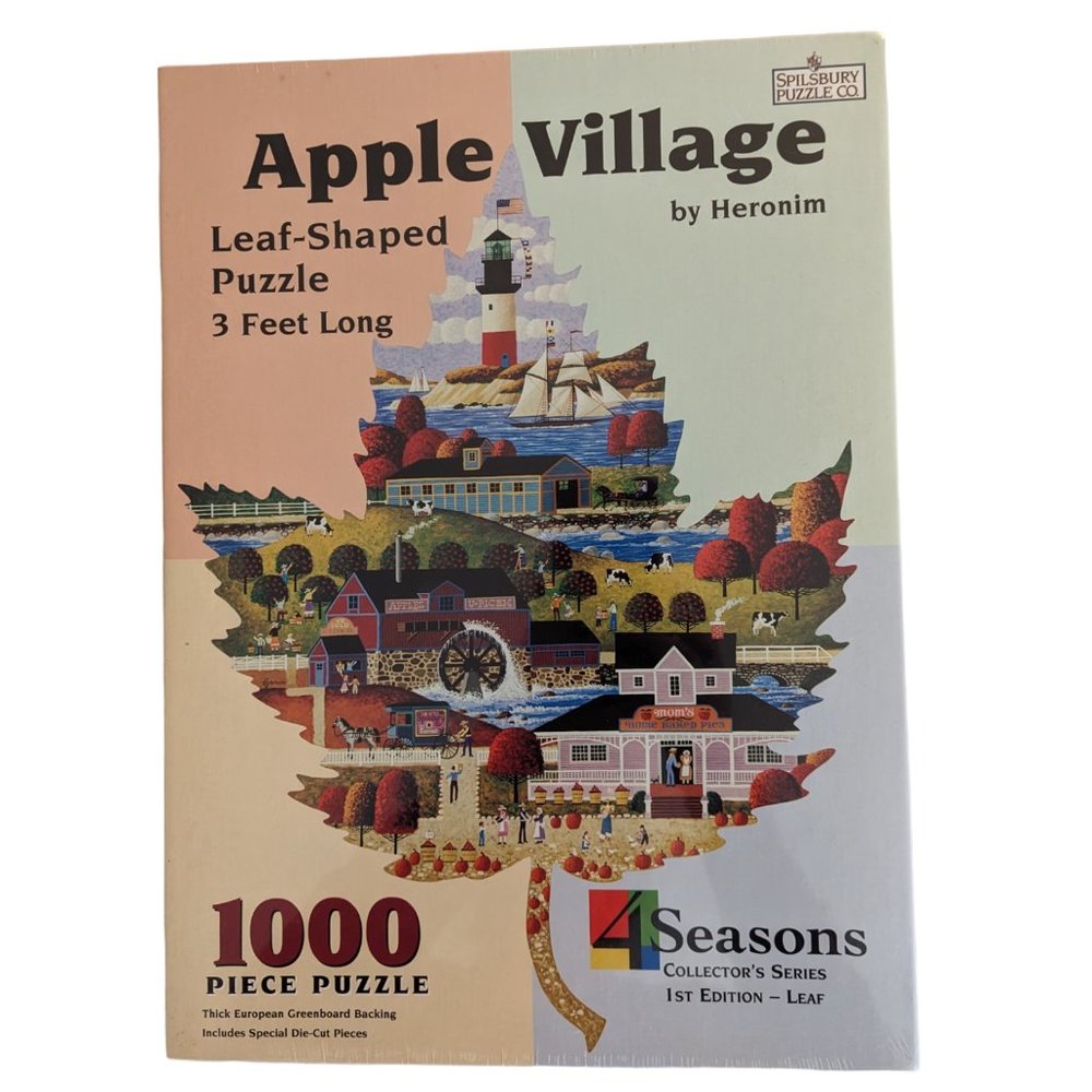 Spilsbury NEW Apple Village Leaf Shape 4 Seasons Collector's Series 1000pc